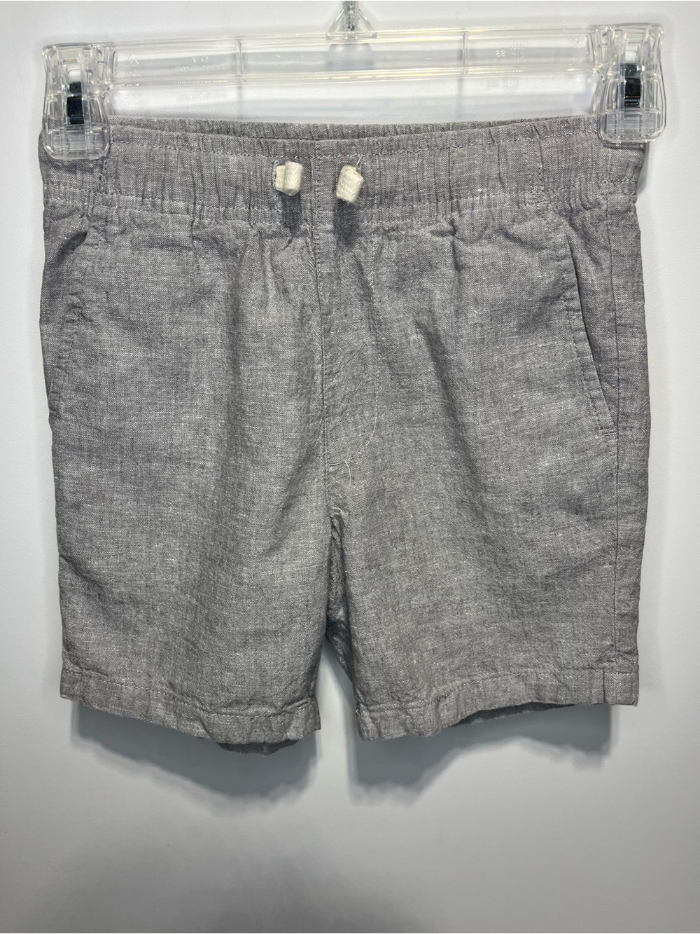Linen Light Gray Boys Size 8 Class Club Cotton Elastic Waist Shorts 5" inseam